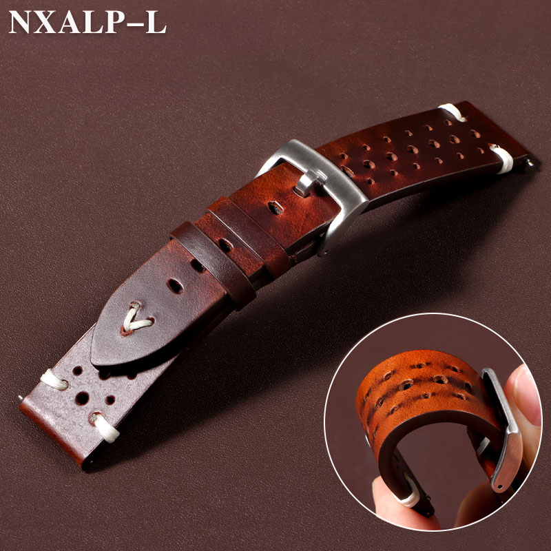 Nylon Nato Strap - Retro oliewas verkleuring lederen horlogeband 20