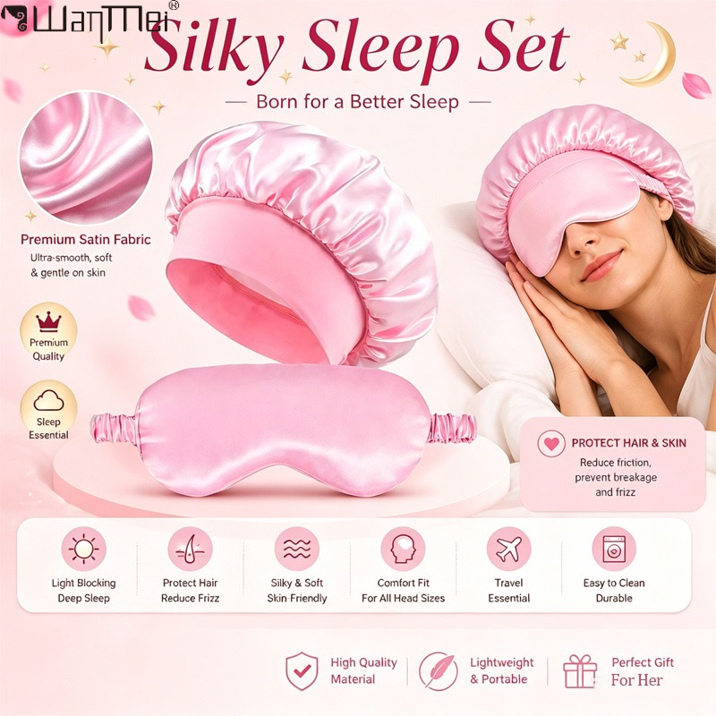 Milanaise Mesh Band - ﻿ Satijnen Bonnet Slaapmasker Set, Brede