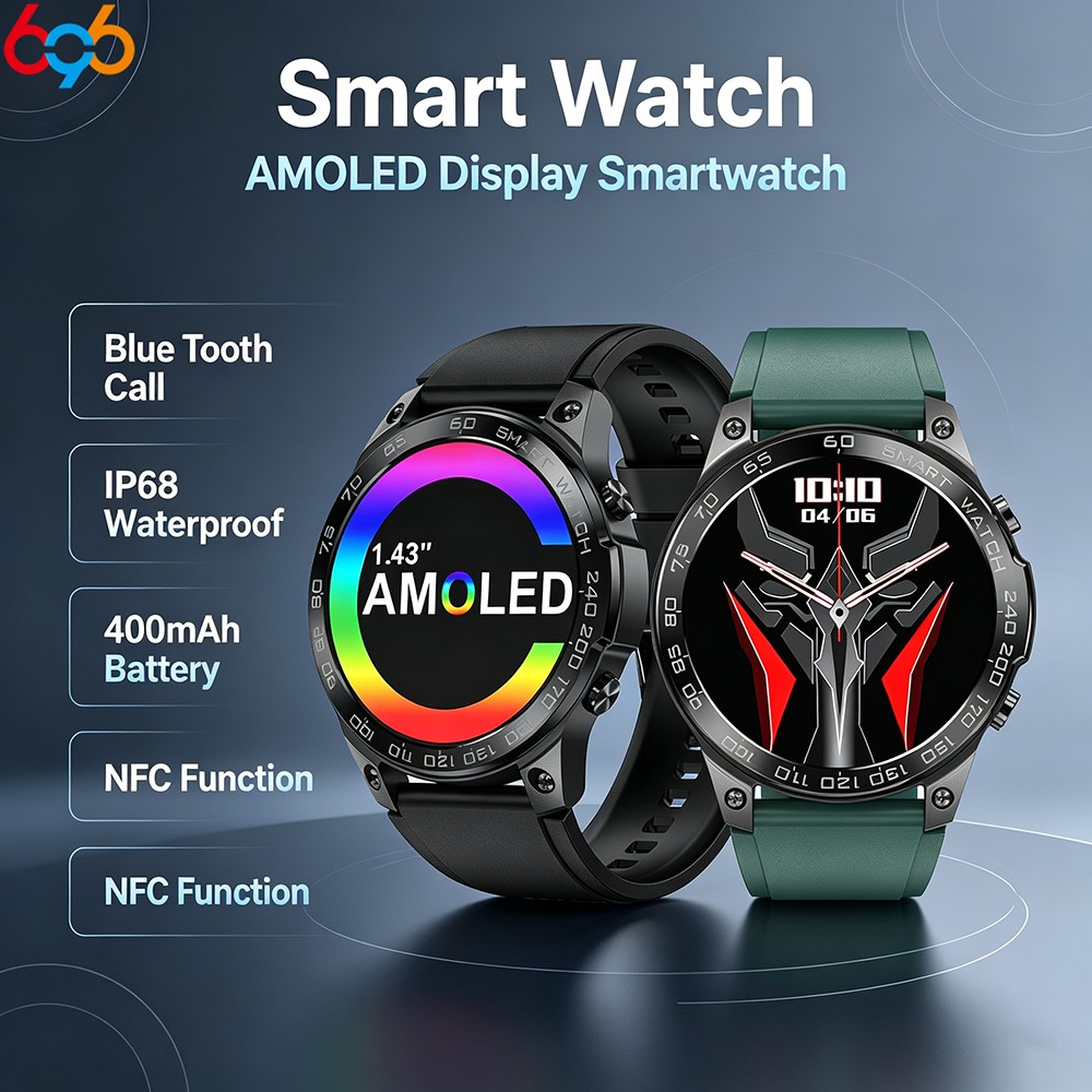 Smartwatch Nexus - NFC AMOLED Smartwatch voor heren, 400mAh
