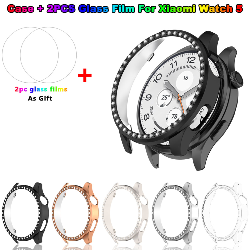 Android Smartwatch Accessories - Bling PC-hoesje + glazen folie voor