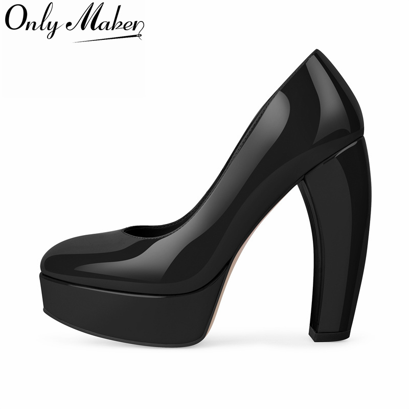 Leather Classic Strap - Onlymaker Dames Platformpumps met ronde neus,