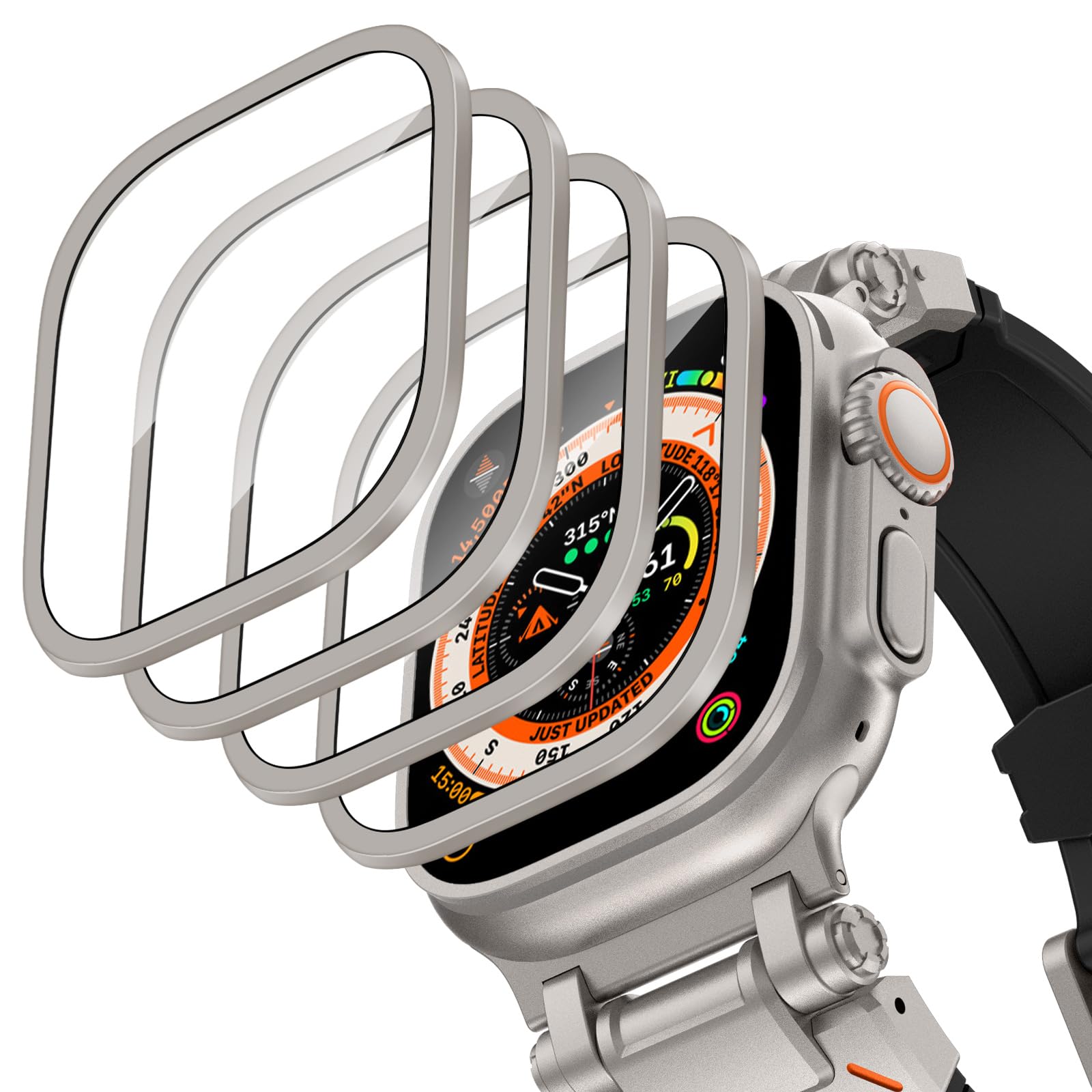 Smartwatch Case - Aluminium behuizing + gehard glas voor